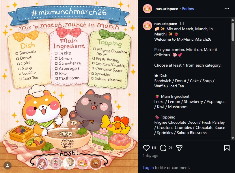 MixMunchMarch art challenge prompts