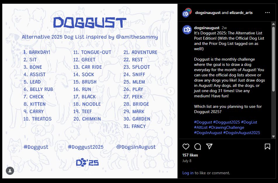 alternative doggust drawing prompts 2025