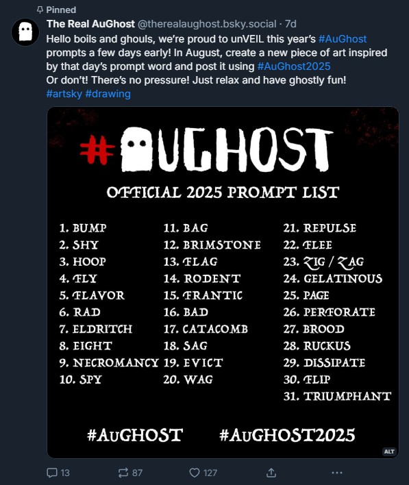 aughost drawing prompts 2025