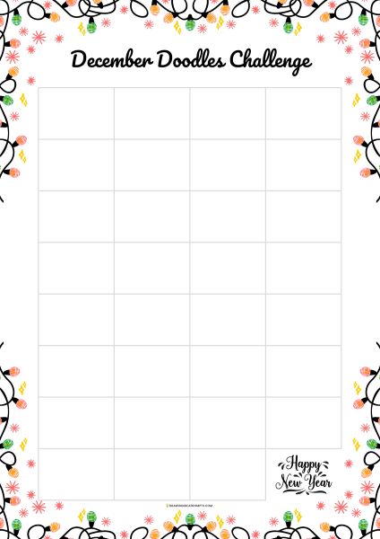 December Doodle printable file for drawing