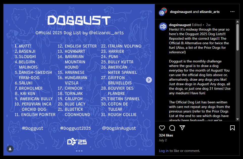 doggust drawing prompts 2025