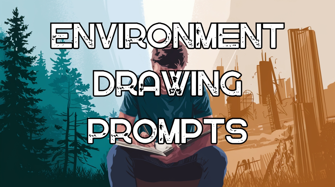 environment drawing prompts featuring a sketchbook