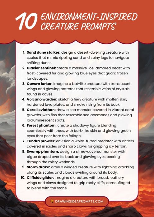 list of environment-inspired creature prompts