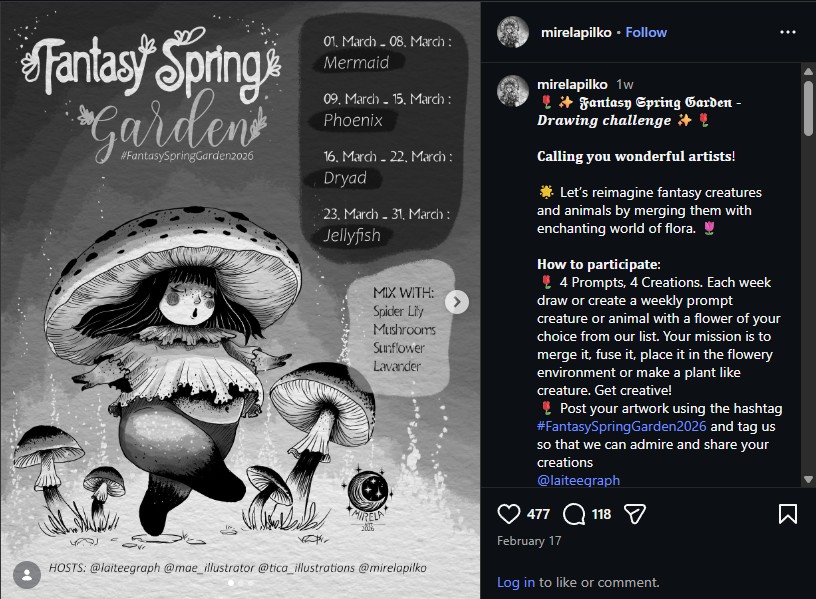 Fantasy Spring Garden art challenge prompts