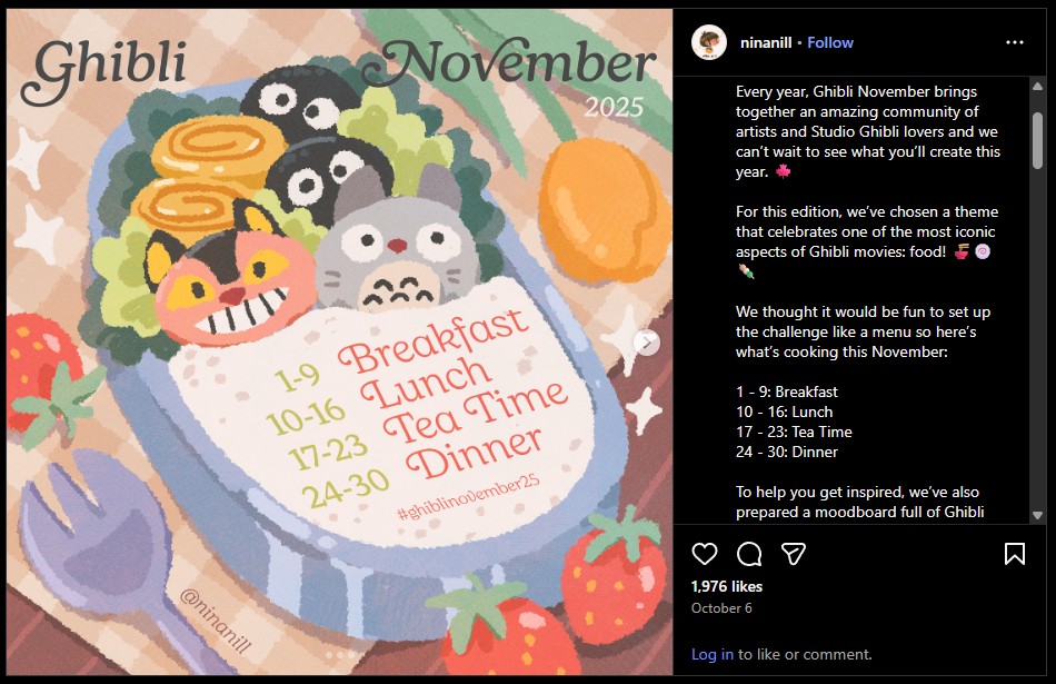 Ghibli November challenge drawing prompts 2025