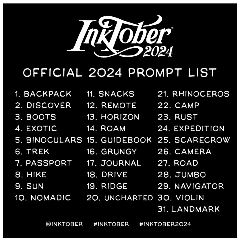 official Inktober 2024 prompt list