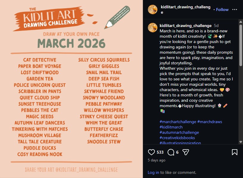 kidlit art challenge prompts