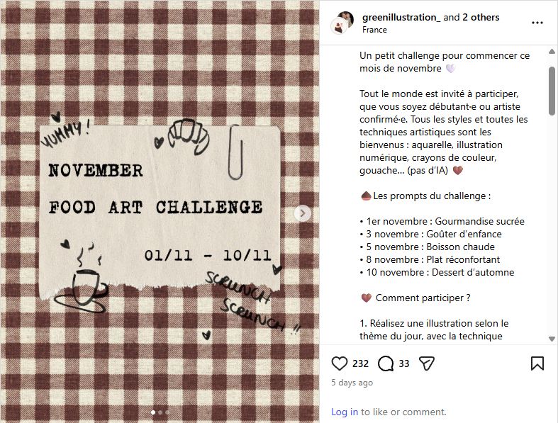 november food art challenge 2026 prompts