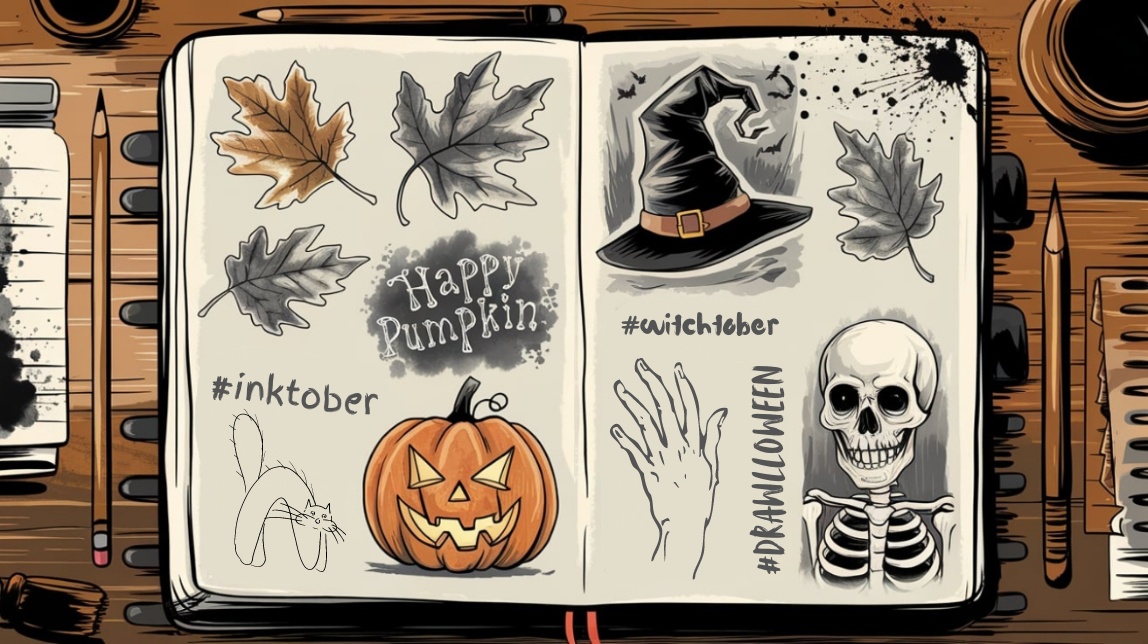 featured image for october drawing challenges post