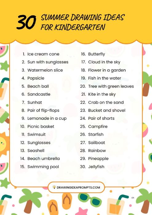 list of easy summer drawing ideas for kids