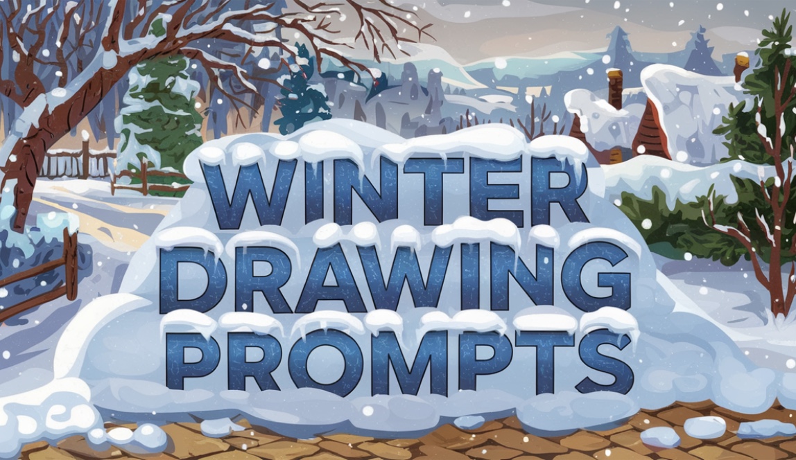 featured image for winter drawing prompts post